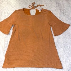 Mustard Blouse with Bell Sleeves